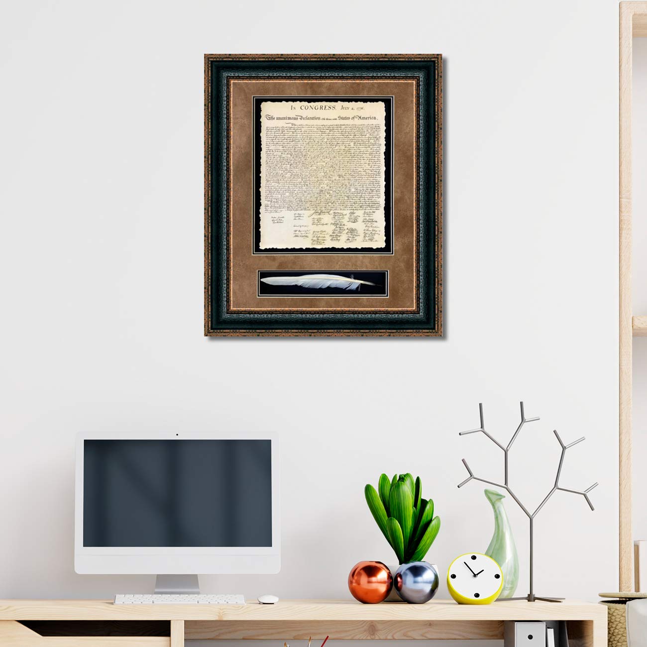 USA Declaration Of Independence With Quill | Custom Framed Historic Documents On Archival Paper