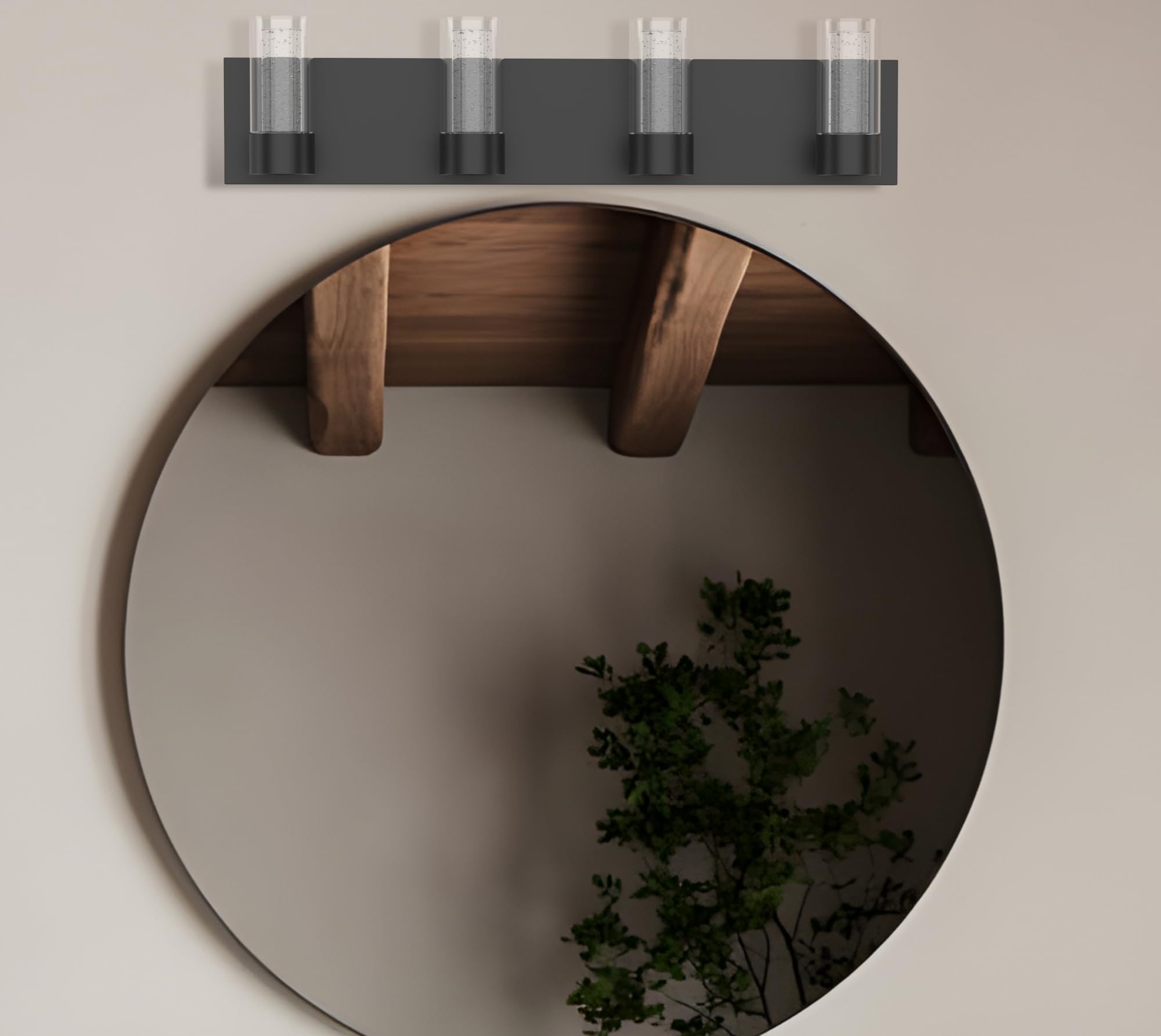 Modern 4-Light Vanity Light Fixture, Integrated Led and Premium Bubble Glass, for Bathroom