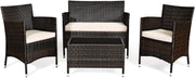 4-Piece Wicker Patio Furniture Set, Outdoor Rattan Sofa Couch Set