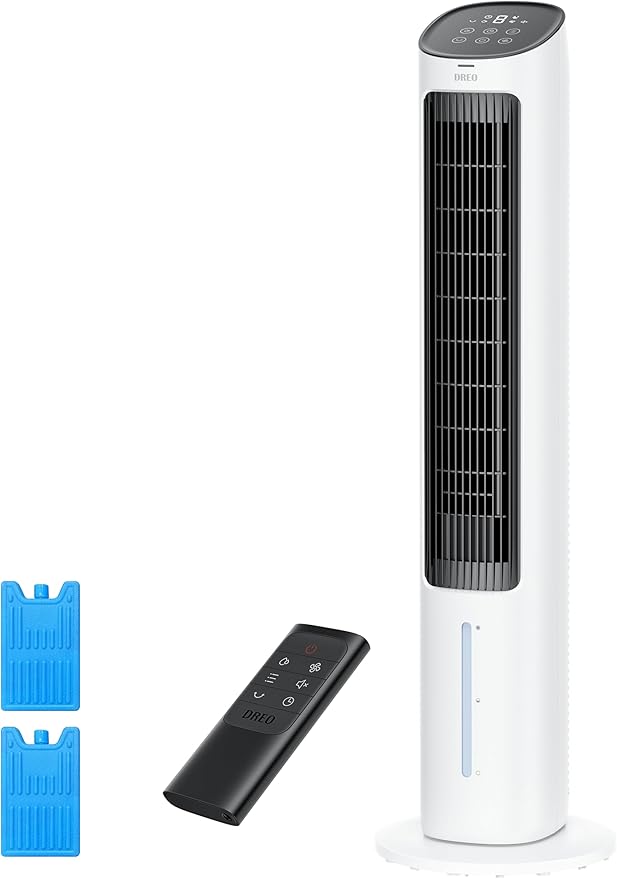 Air Cooler, 40” Standing Fans that Blow Cold Air, 80° Oscillating Bladeless
