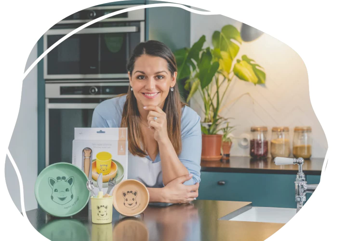 girafe Silicone Meal Set | Includes a Silicone Plate, Bowl, Cup & Spoon