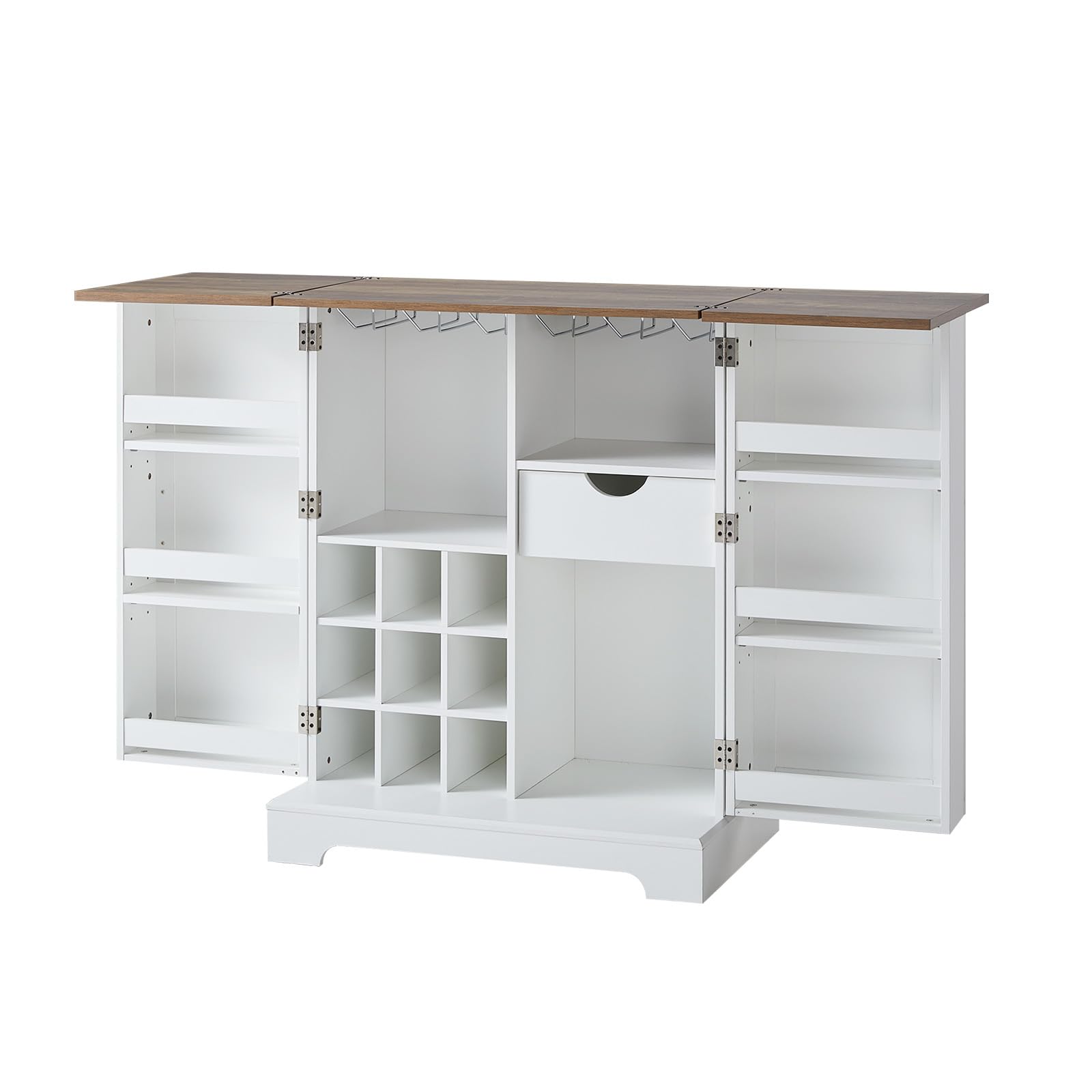 Farmhouse Expandable Wine Bar Cabinet, 61" Home Bar Unit