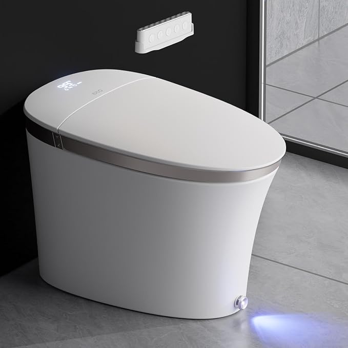 Smart Toilet with Powerful Flush, Auto Open/Close,Foam Shield