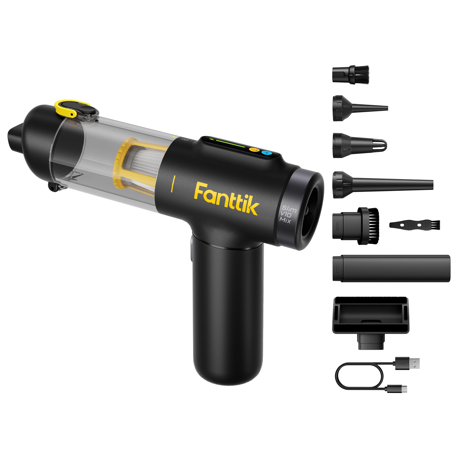 Mix Cordless Car Vacuum, 4 in 1 Handheld Air Duster, Color Smart LED Display