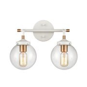 Home Boudreaux Vanity Light - 2-Light in Matte White Finish, with Clear Glass