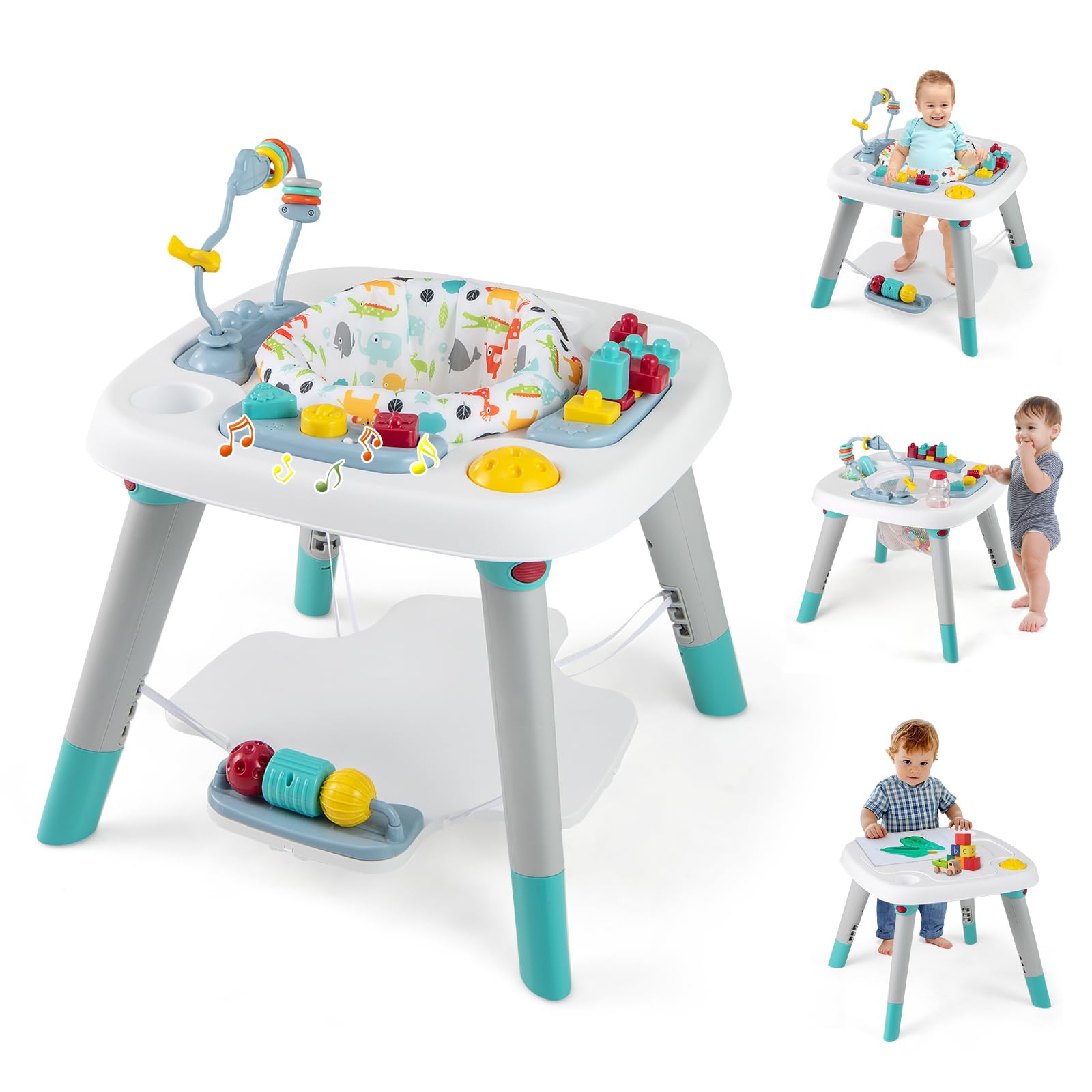 6-in-1 Baby Activity Center, Baby Jumper & Interactive Play Table with 360° Rotating Seat