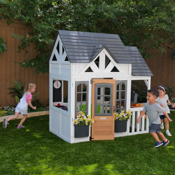 Lantana Lane Outdoor Wooden Playhouse with Kitchen and Flap Door