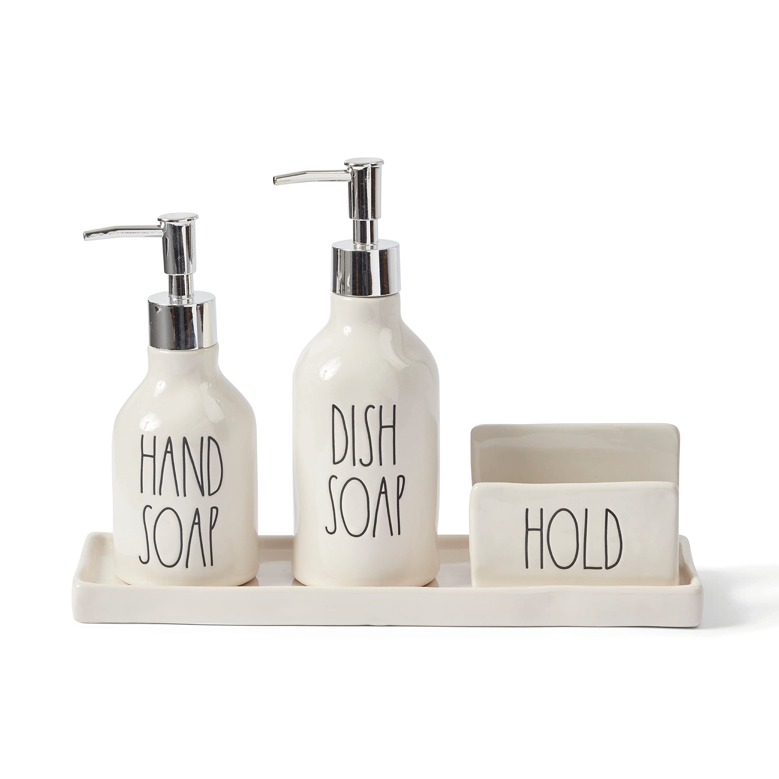 Rae Dunn Kitchen-Sink Soap Dispenser Set, Hand Soap and Dish Soap Dispenser