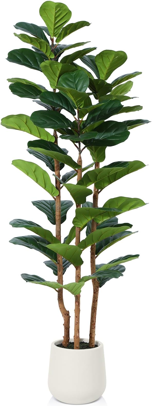 Artificial Fiddle Leaf Fig Tree with White Planter,5ft Tall Fake Tree