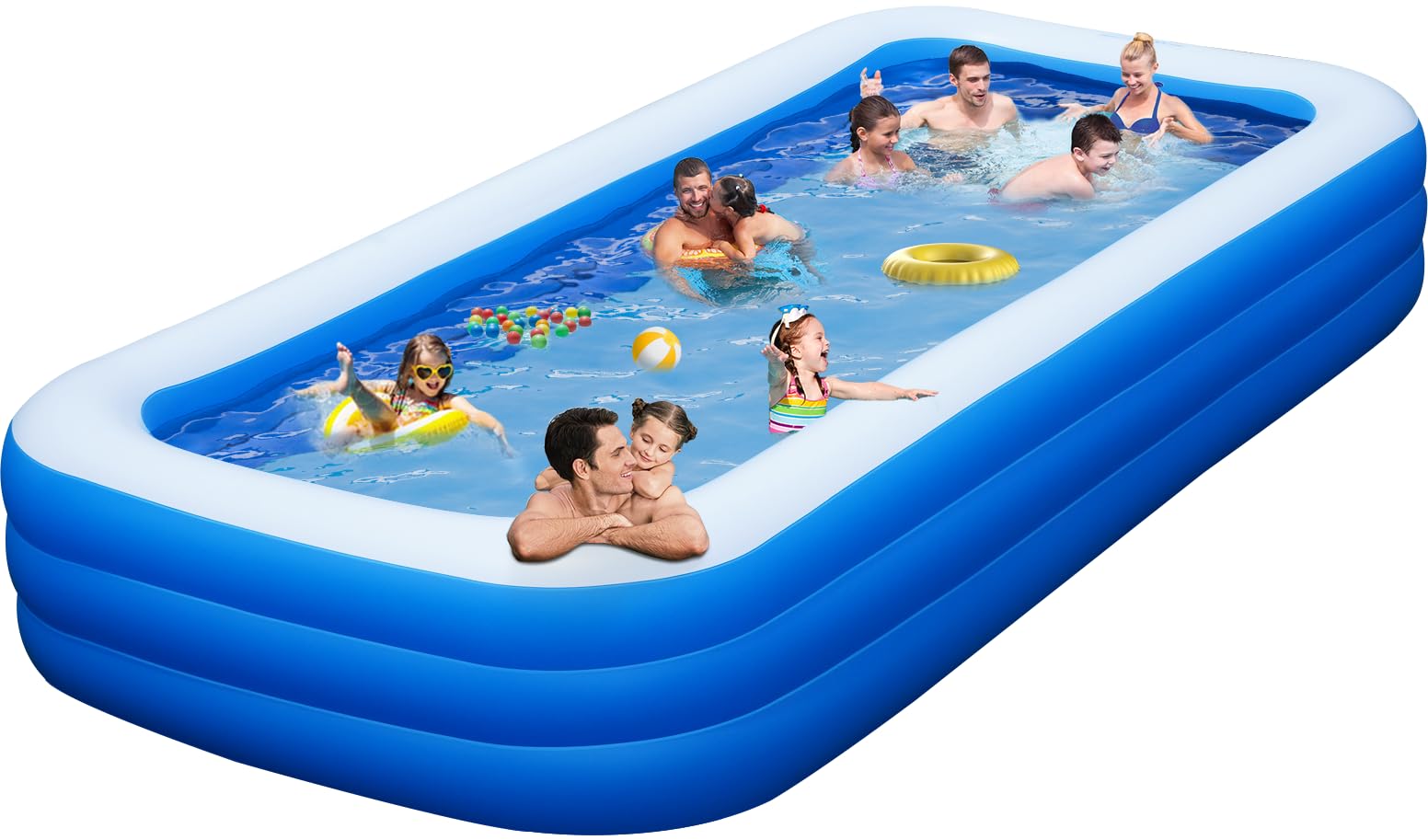 Pool with Pump, Lylting 158"x74"x22" Extra Large Thicken Blow Up Pool for Adults