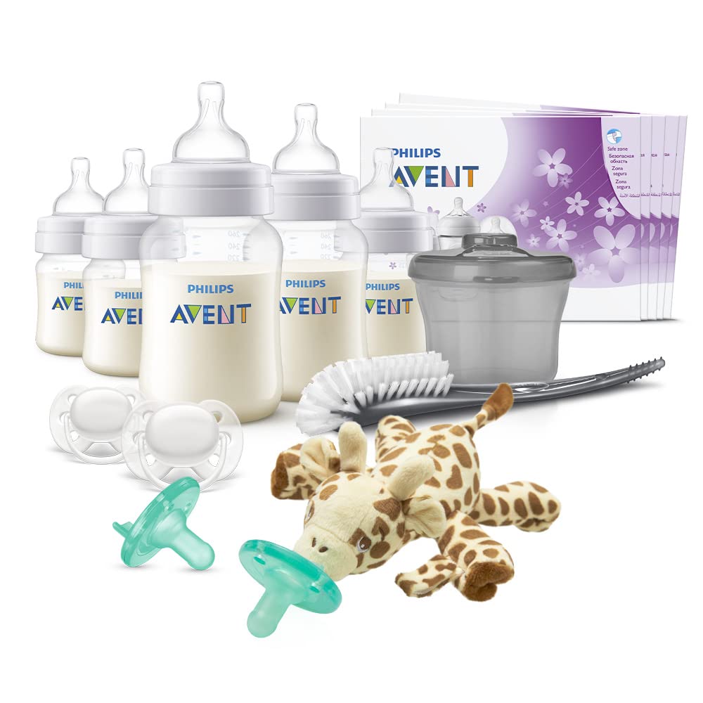 Anti-Colic Baby Bottle with AirFree Vent Essentials Gift Set, SCD308/02, White