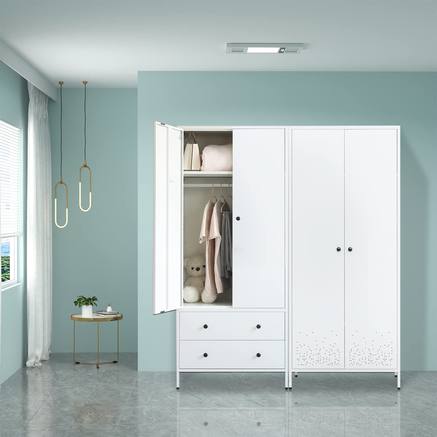 Storage Cabinet, Metal Wardrobe Armoire Closet