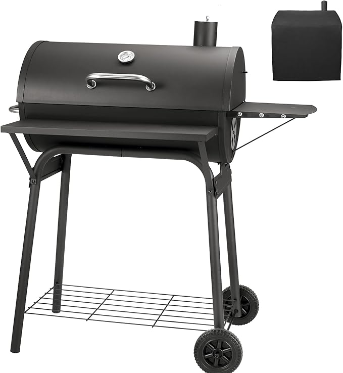 Barrel Charcoal Grill, Large Charcoal Grills with Side Shelf, Outdoor BBQ Grill,Perfect