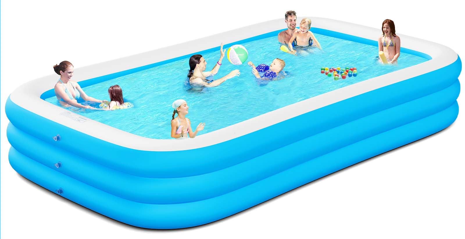 Pool for Adults，Lylting 145"x74"x22" Big Thickened Blow Up Swimming Pool
