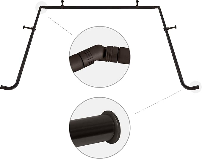 1-Inch Diameter Bay Window Curtain Rod Set for Bayview Windows