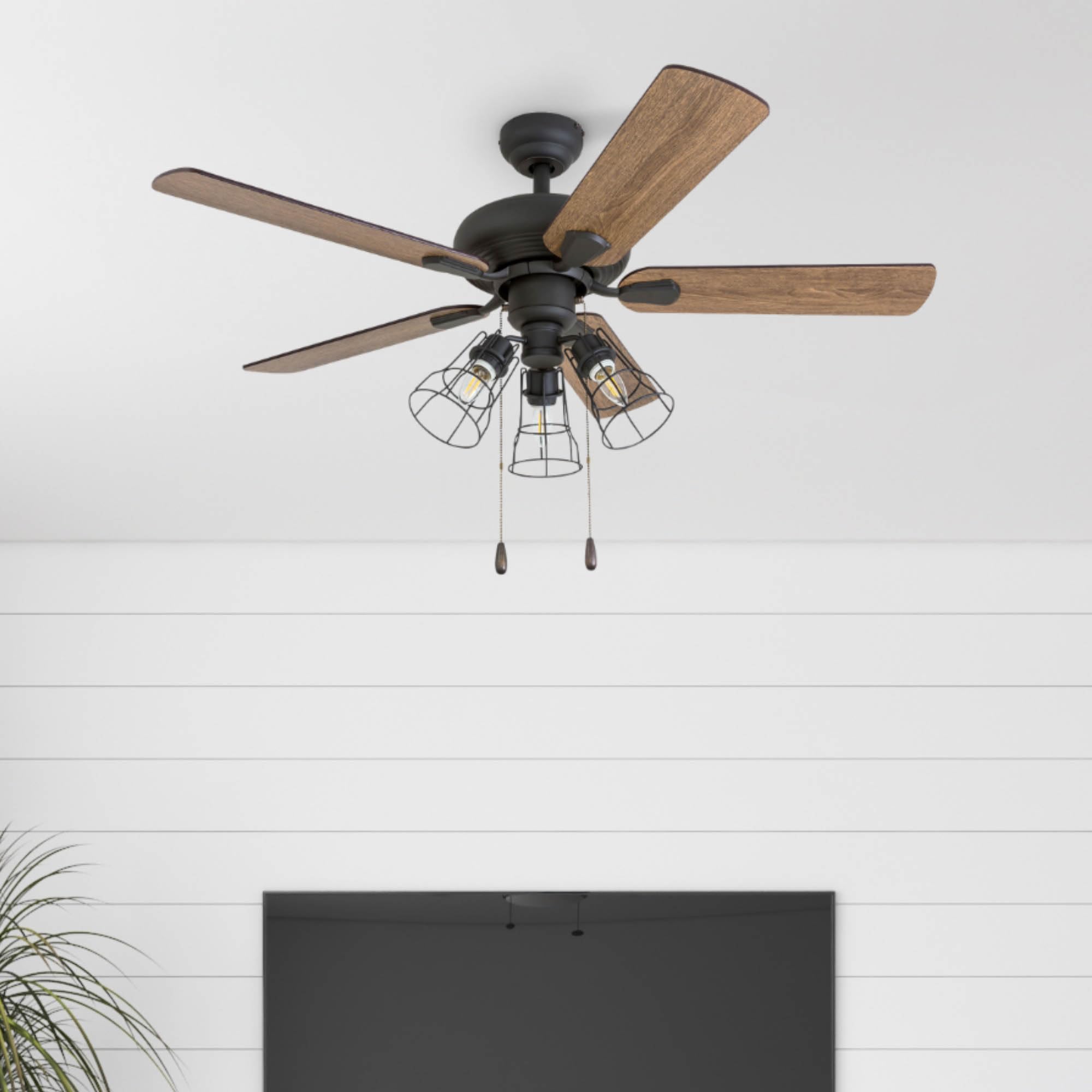 Madison County, 42 Inch Industrial Style LED Ceiling Fan with Light, Remote Control
