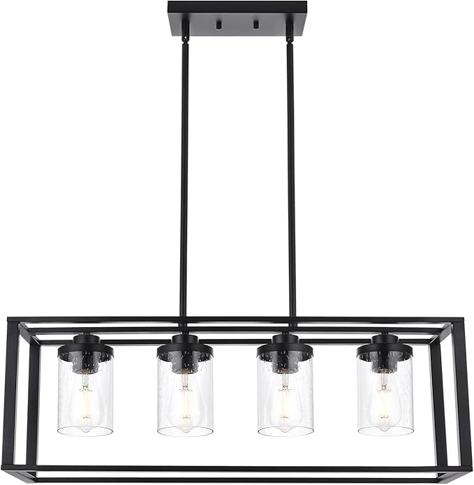 6-Lights Kitchen Island Lighting with Seeded Glass