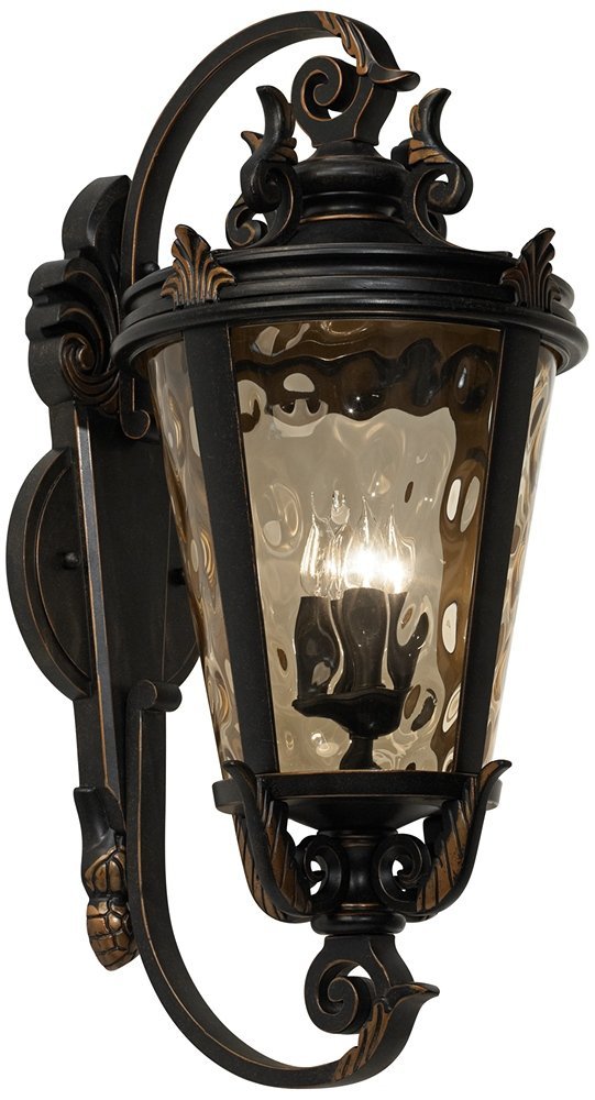 Casa Marseille European Outdoor Wall Fixture Veranda Bronze Brown Ornate Scroll 36"