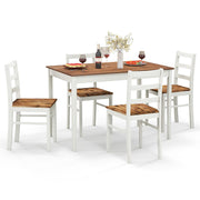 Dining Table Set for 4, Solid Wood, Farmhouse Dinette Set w/Rubber Wood Legs