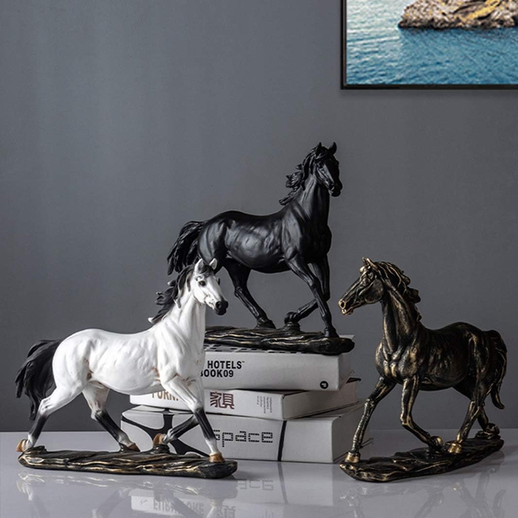 Nordic Creative Dark White Horse Model Sculptures Home Decor Resin Horse Figurines