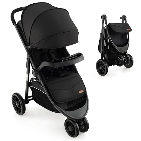 Jogging Stroller, Jogger Travel System with 5-Point Safety Harness, Adjustable