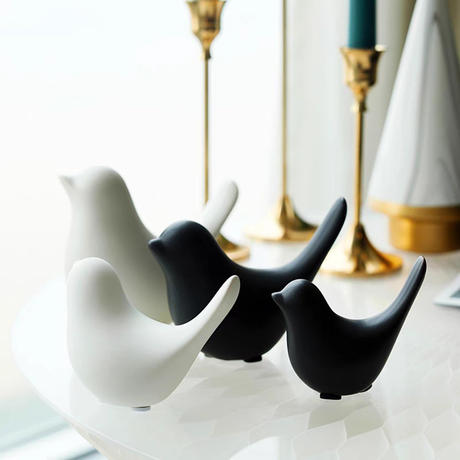 Small Animal Statues, White Bird Figurines Home Decor, Modern Home Decorative