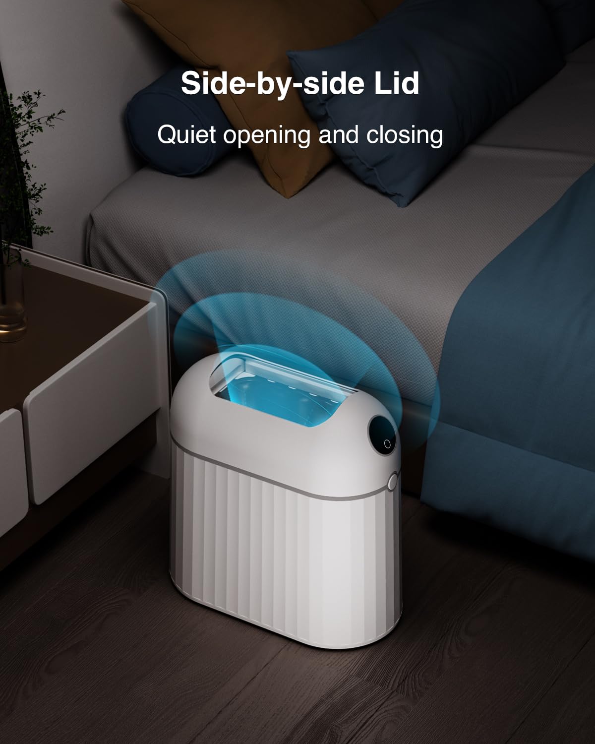 JustBeEasy Bathroom Automatic Touchless Trash Can, Self Sealing and Self Changing, Smart Motion Sensor Trash Can with Lid, 2.7 Gallon Waterproof Small Bedroom Garbage Can