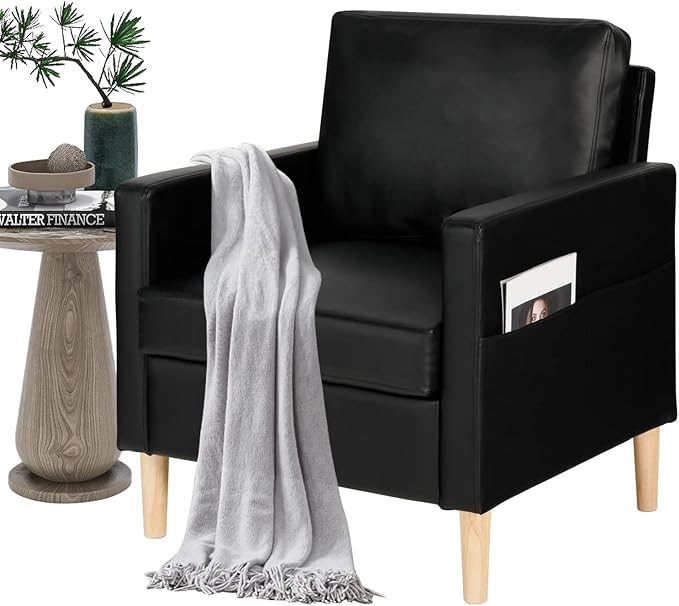 Accent Chairs Set of 2, Modern Fabric Living Room Arm Chairs