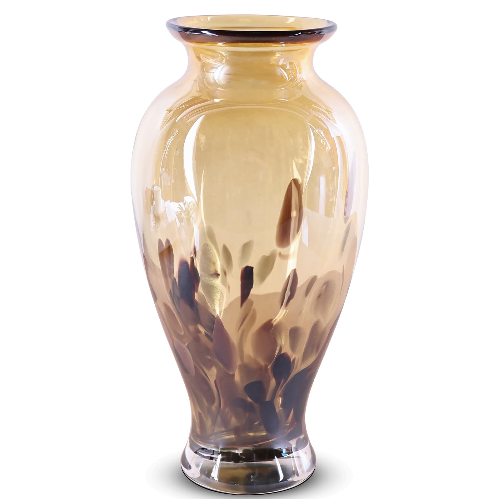 Vase 11.8" Tall Beautiful Amber Gold Sea Wide Mouth Bud Vase