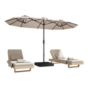15ft Patio Umbrella with Base,Large Outdoor Double-Sided Rectangle Umbrella