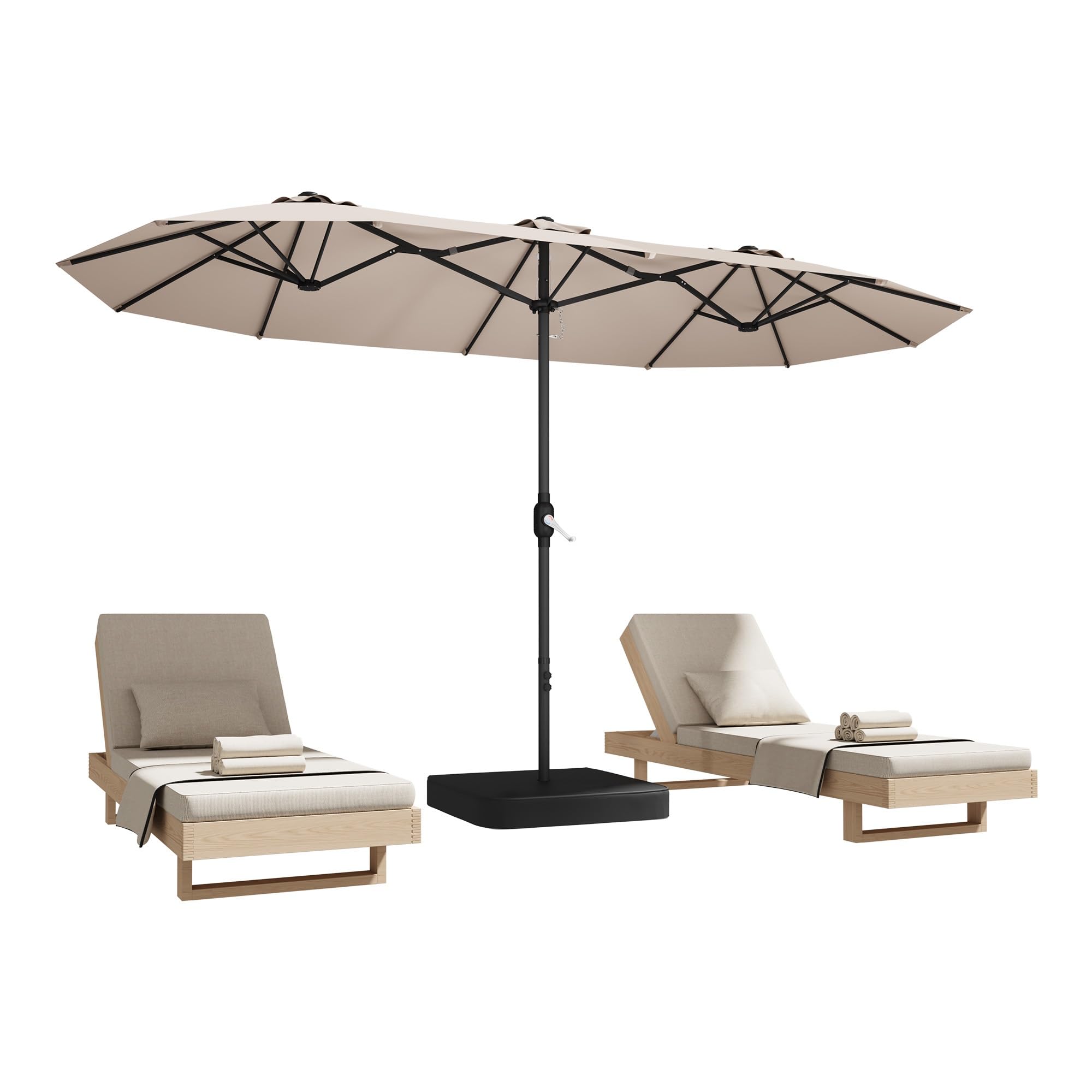 15ft Patio Umbrella with Base,Large Outdoor Double-Sided Rectangle Umbrella