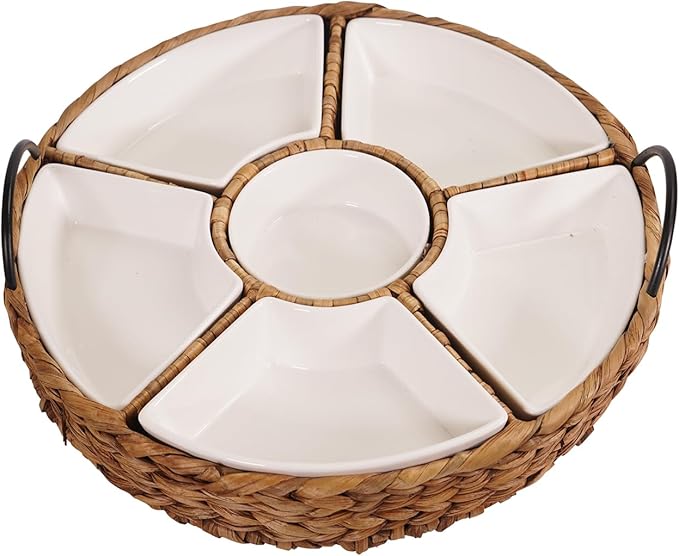 Serving Tray and Serving Dishes, RANDEFURN 7-Set Gold Platters