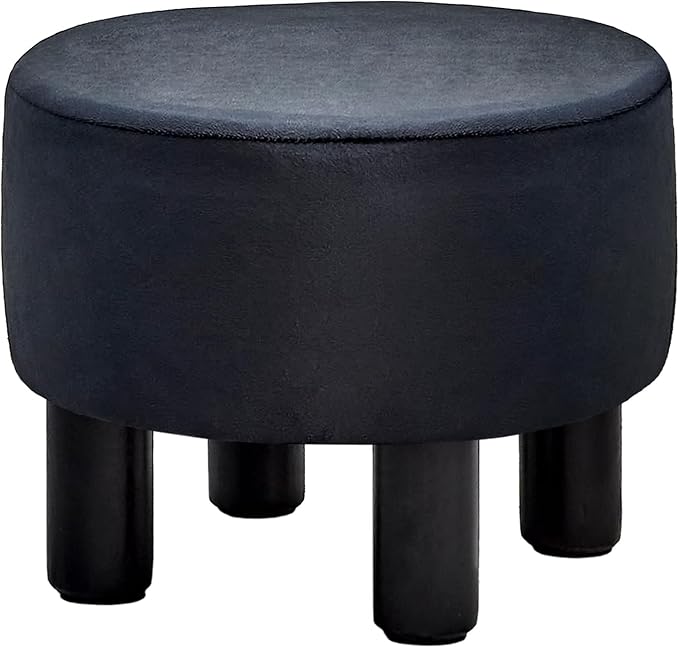 Linen Ottoman Round Footrest Stool,Ottomans and Poufs
