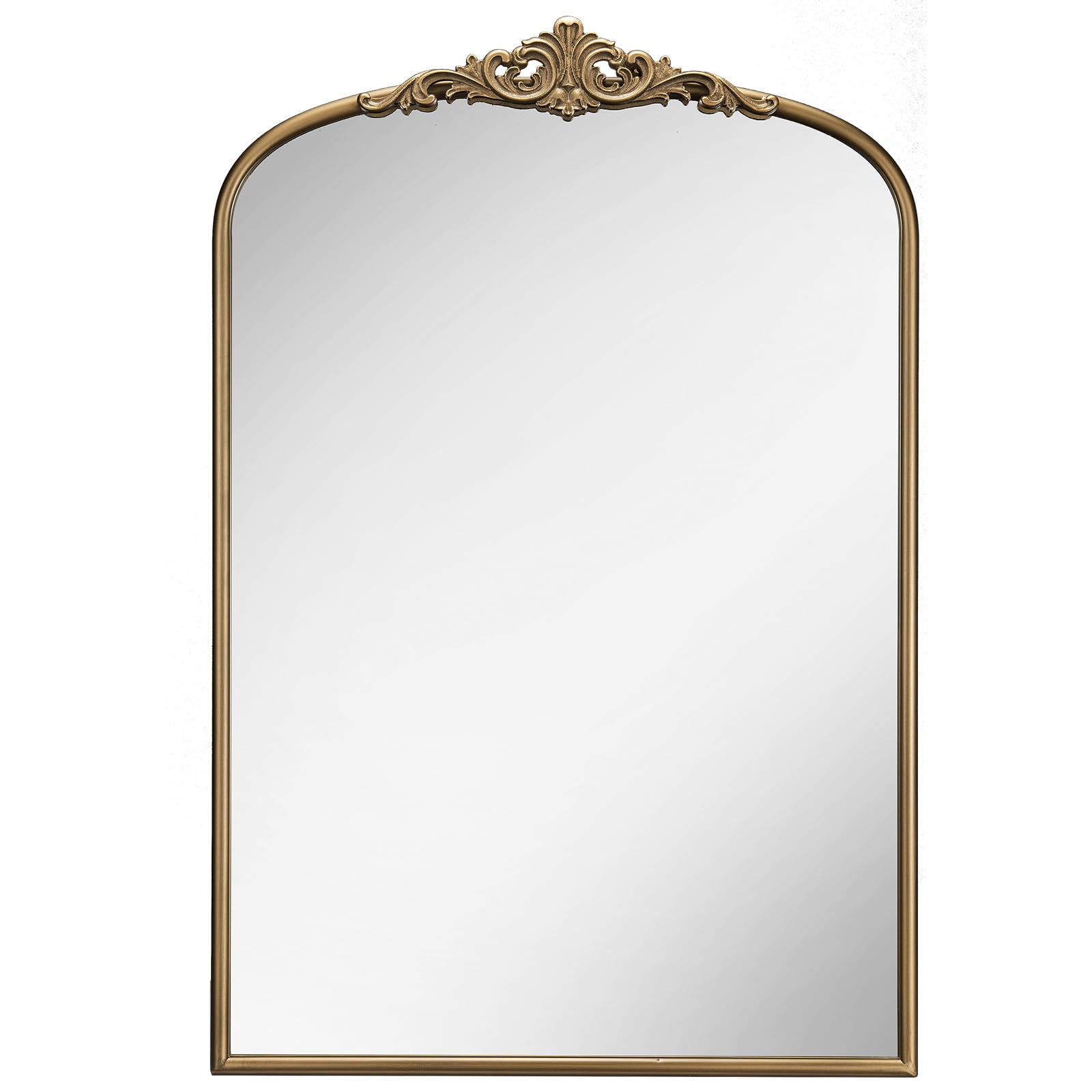 Arched Antique Wall Mirror, 30"x40" Vintage Gold Bathroom Vanity Mirror, Ornate Arch Bronze
