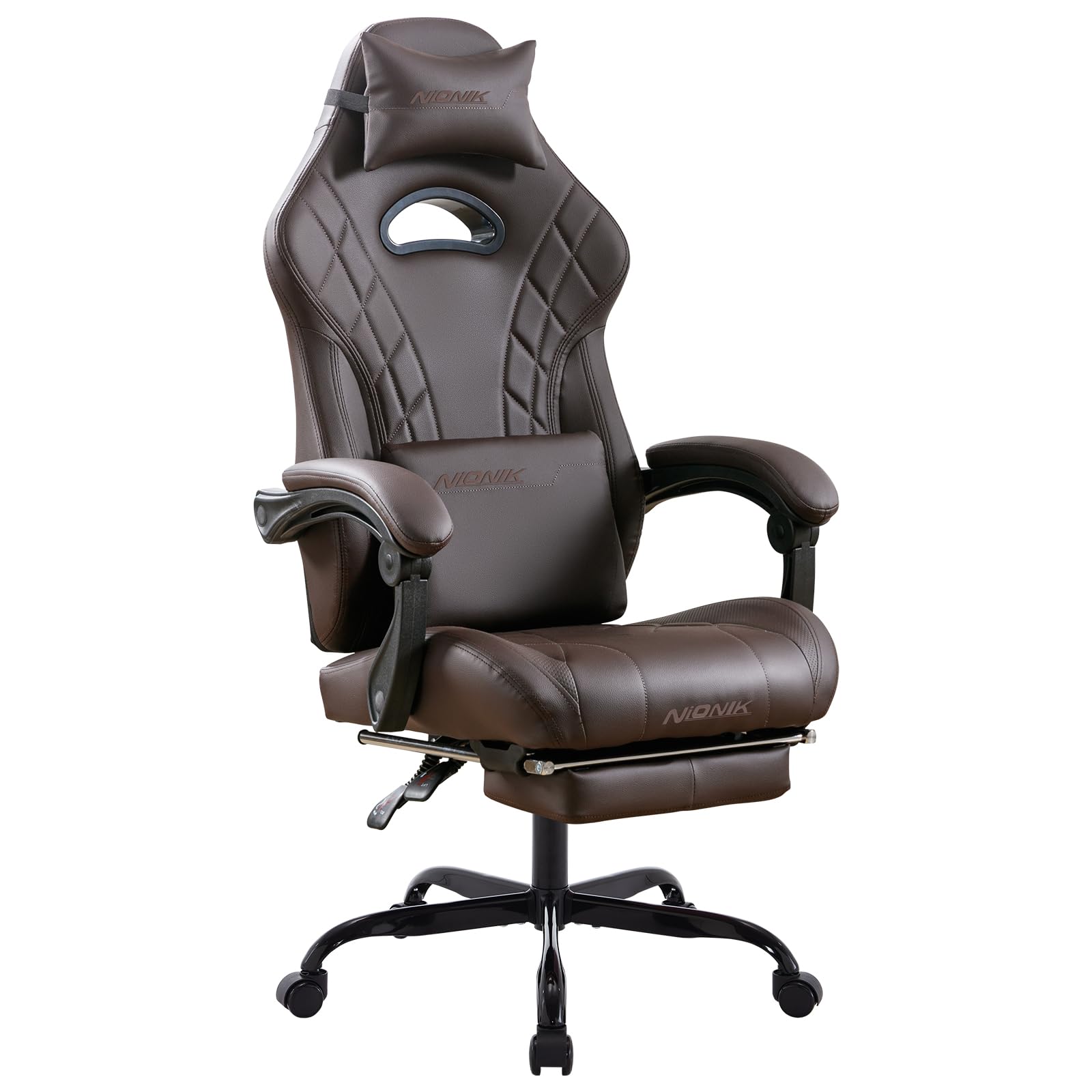 Footrest and Massage Lumbar Support, Ergonomic Computer Gamer Chair
