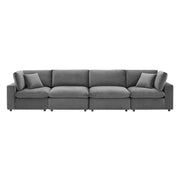 Commix Down-Filled Overstuffed Performance Velvet 4-Seater Sofa
