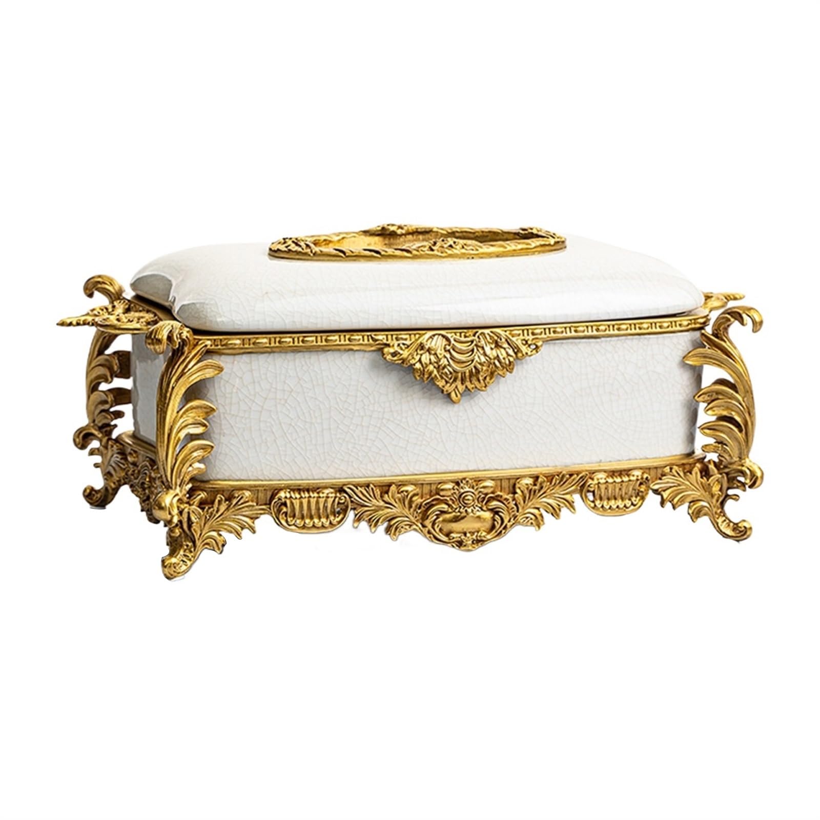 Tissue Box Cover, Luxury Ceramic Brass Tissue Box Holder Organizer, Paper Cover Case