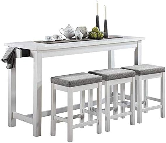 Oreille Bar Table with Stools Set, Modern Console Table with Stools - 4-Piece Set