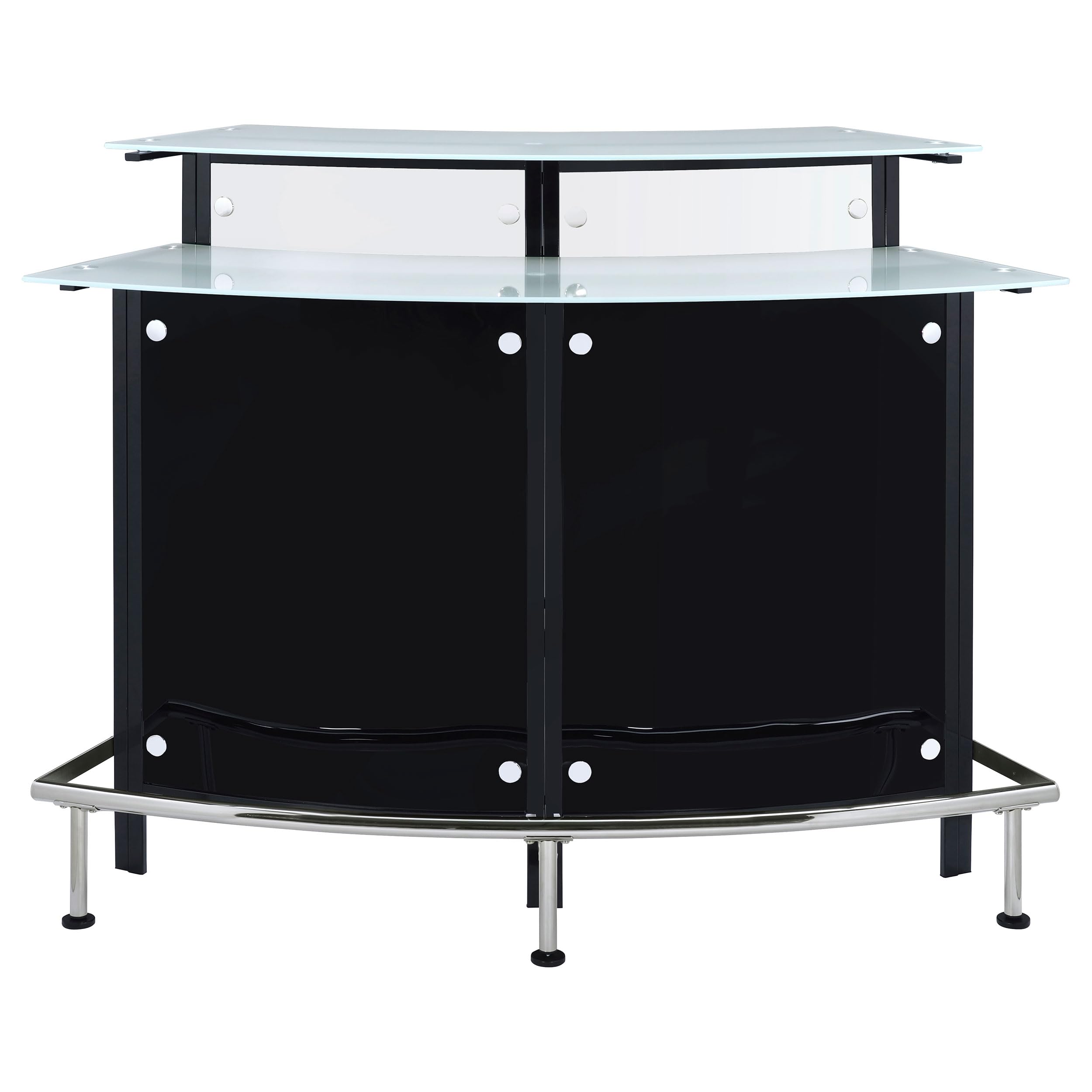 Coaster Home Furnishings - Keystone - Glass - Bar Cabinet with Bottle Wine Rack, Stemware Rack and Chrome Footrest - Dining Room & Home Bar - Black - 100139