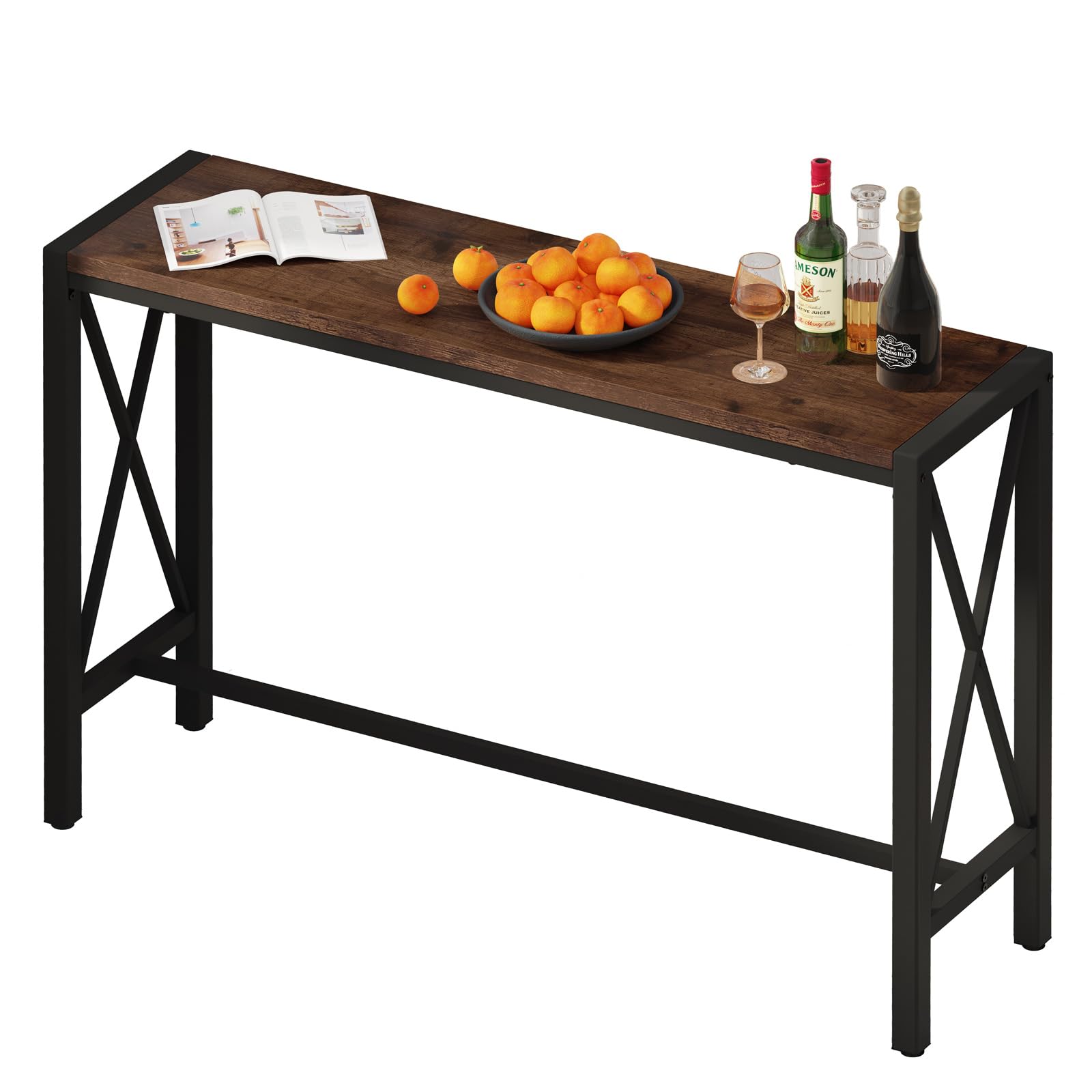 Bar Table, 55" Counter Height Table, Narrow Tall Behind Couch Sofa Table