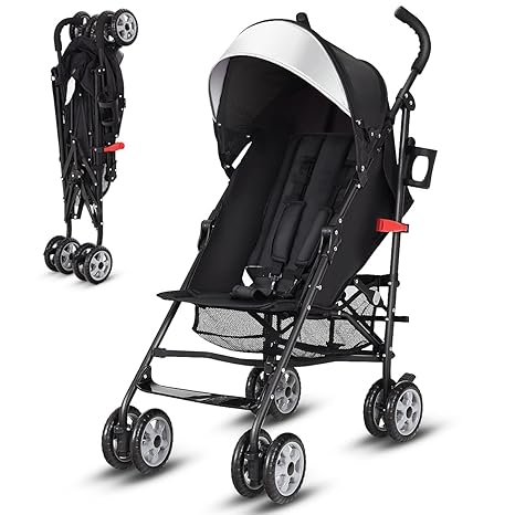 Lightweight Compact Travel Stroller - Infant to Toddler With Adjustable Backrest