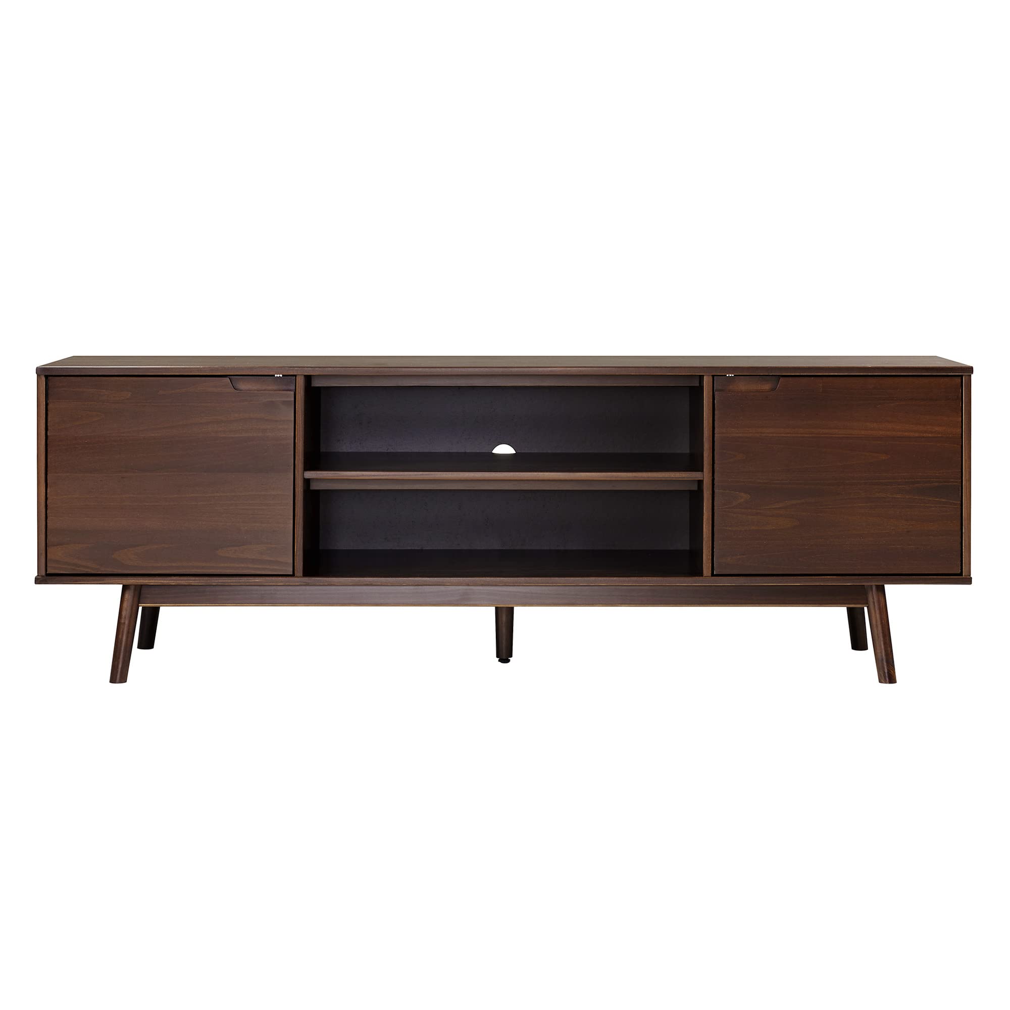 Emery Mid Century Modern Solid Wood TV Stand for TVs up to 80 Inches 70 Inch Walnut