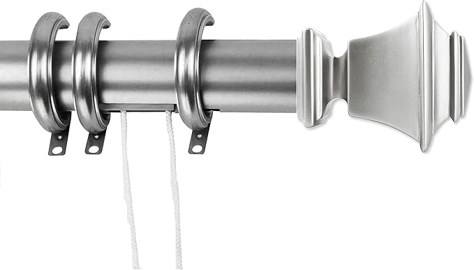 Bach Decorative Traverse Rod w/Rings 66-120 inch - Satin Nickel