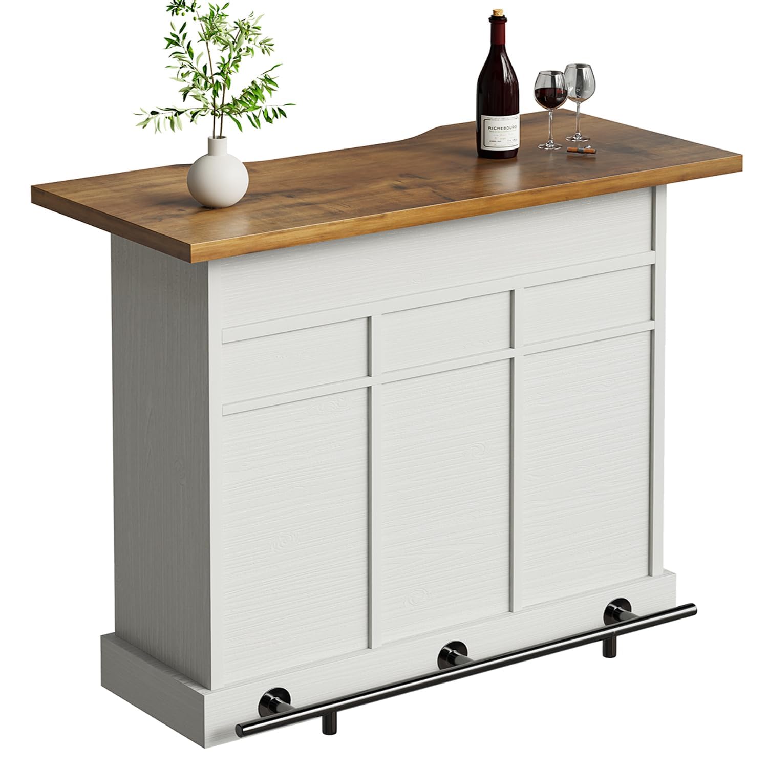 Farmhouse Home Bar Cabinet with Storage
