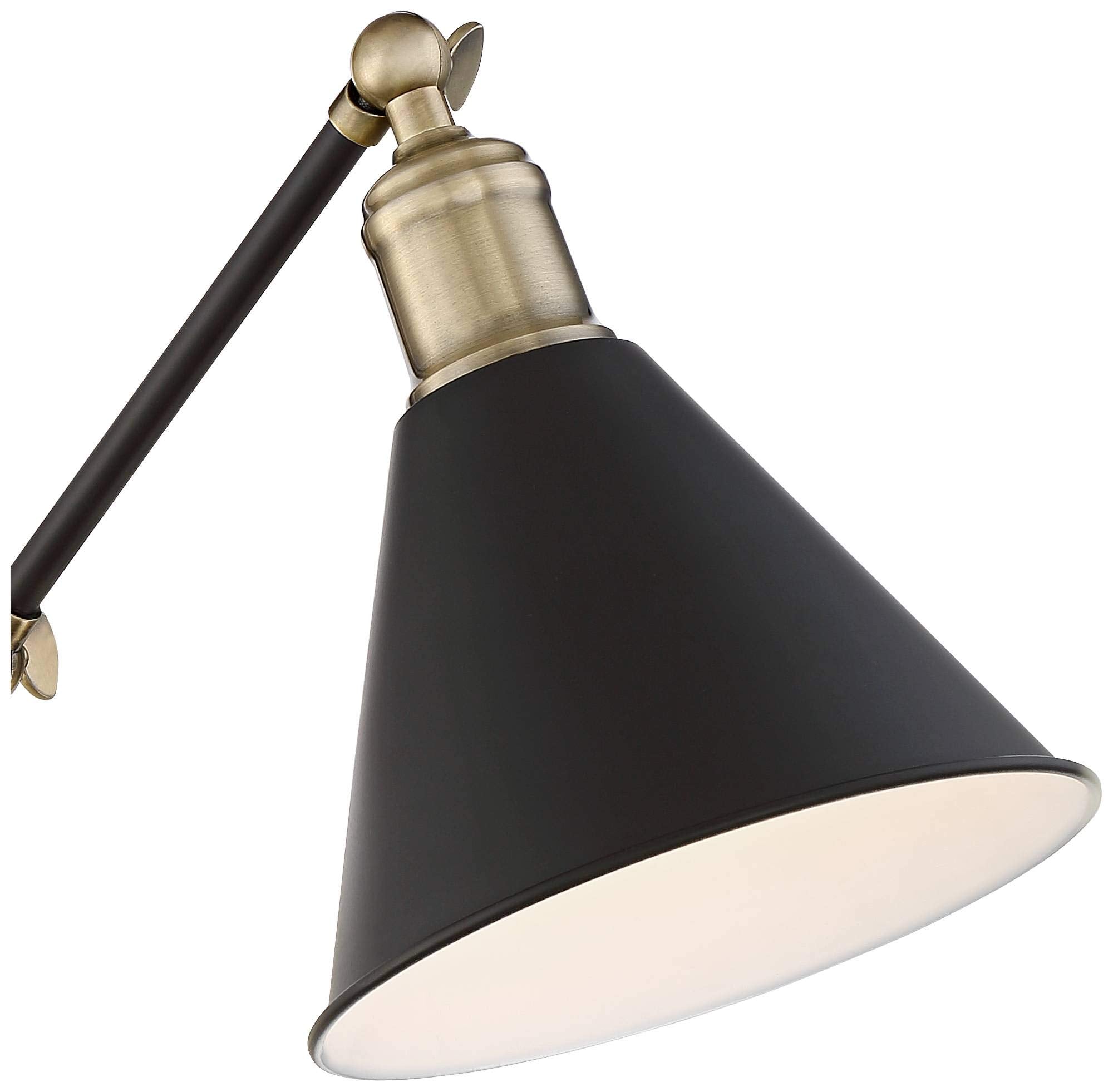 Modern Indoor Adjustable Swing Arm Wall Lamp with Cord Set of 2 Black Antique