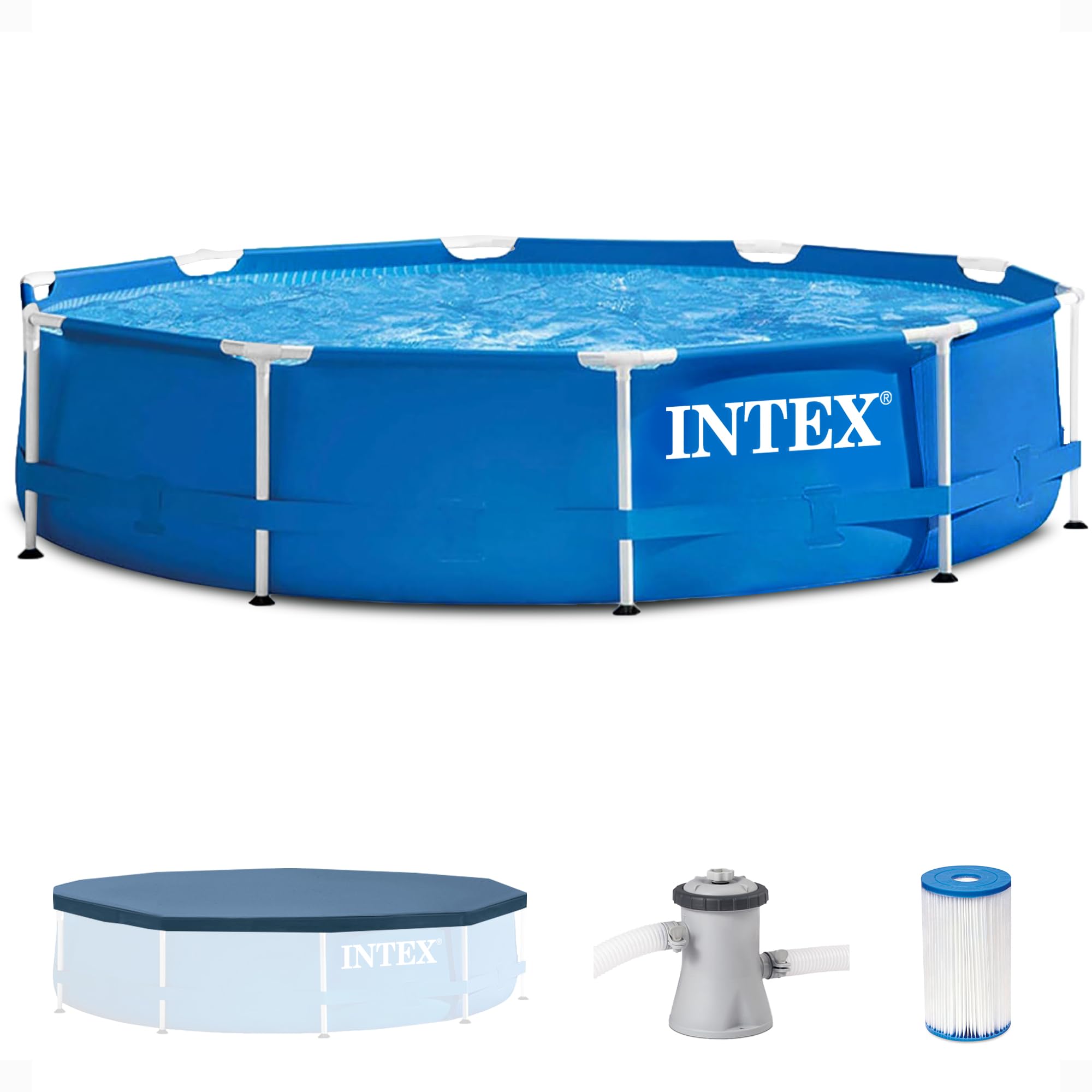 10ft x 30in Round Above Ground Outdoor Swimming Pool Set with 330 GPH Filte
