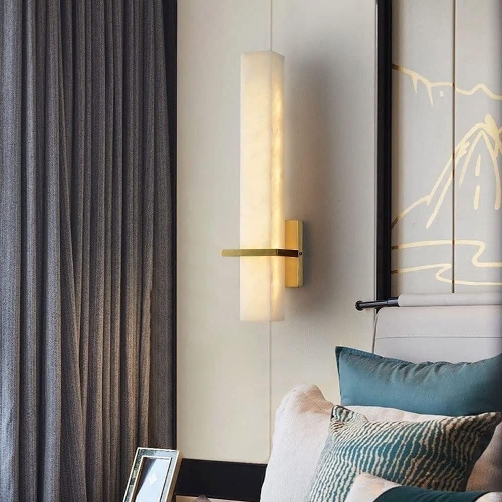 Brass Marble Wall Sconce Modern Gold Bathroom Vanity Wall Light Bar Hardwired