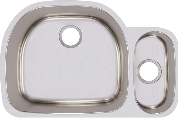 Lustertone ELUH322110L 30/70 Offset Double Bowl Undermount Stainless Steel Kitchen