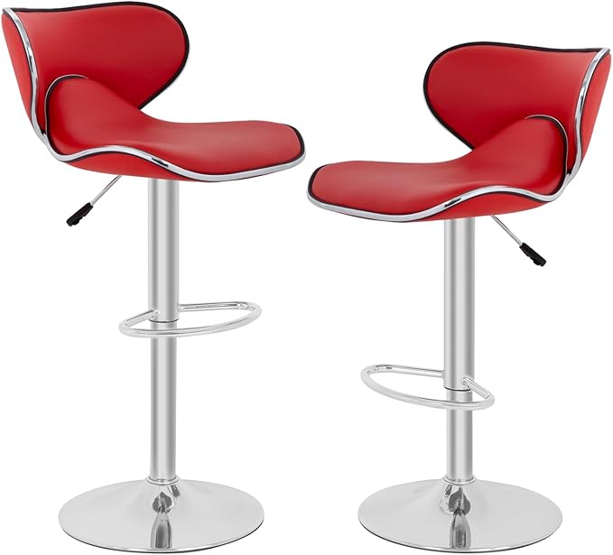 Bar Stools Counter Stools with Height Adjustable Swivel Counter Chairs Back PU Leather Set