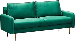 Velvet Fabric Sofa Bed Futon with 2 Pillows